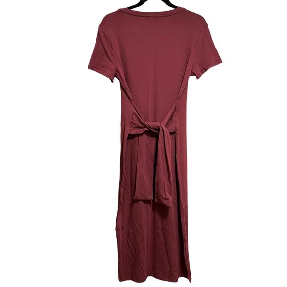 NWT Amour Vert Red Short Sleeve Organic Cotton Maxi Wrap Dress Size Large - Picture 2 of 5